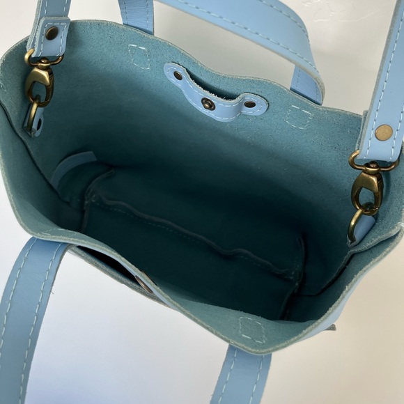 Portland Leather Limited Edition Wildflower Mini Crossbody Tote Glacial Blue - Picture 8 of 10